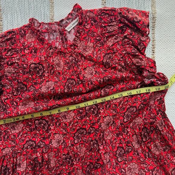 Ulla Johnson Hana Red Floral Mockneck Short Flutter Mini Dress Women’s Size 10 - Picture 7 of 12